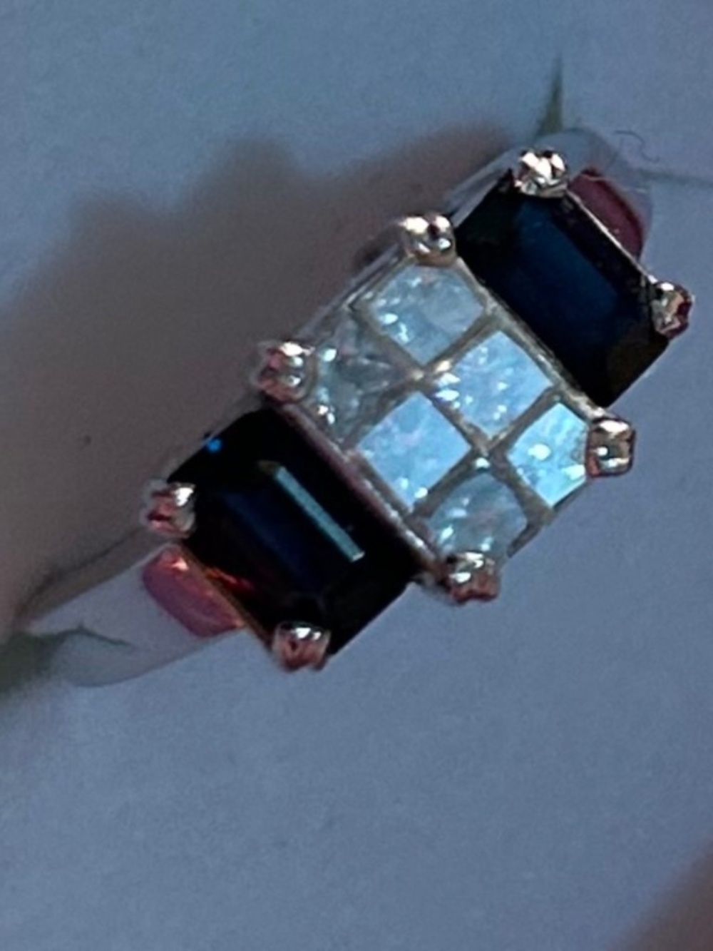 ESTATE-10K SAPPHIRE DIAMOND RING~L@@K ~CHANNEL~SZ 5